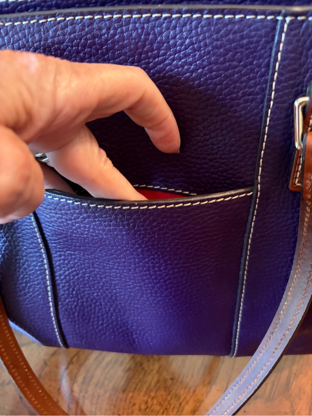 Perfectly Purple Dooney & Bourke “Lexington” Leather Tote Pebble Leather - Picture 4 of 10